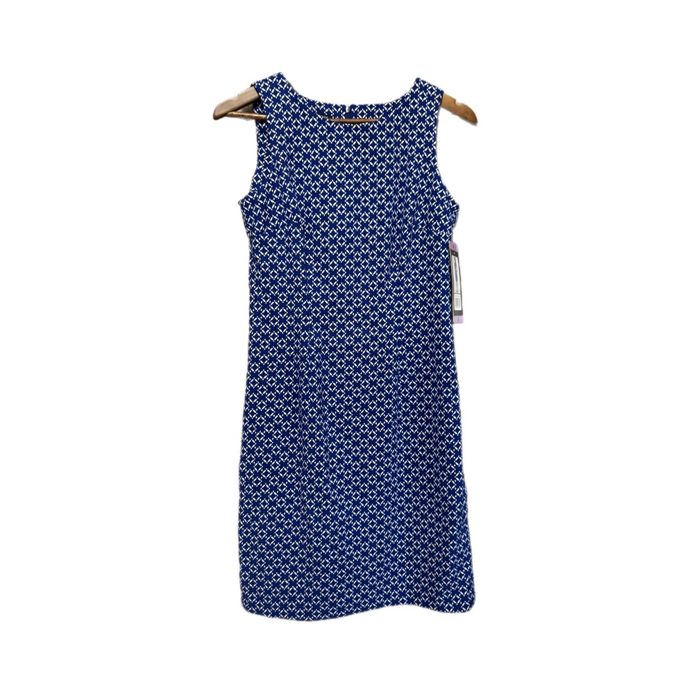 Mario Serrani Italy Shift Dress Womens 4 Blue White NWT Geometric Sleeveless